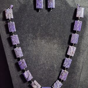 Artisan Purple Charoite Necklace and Earring Set